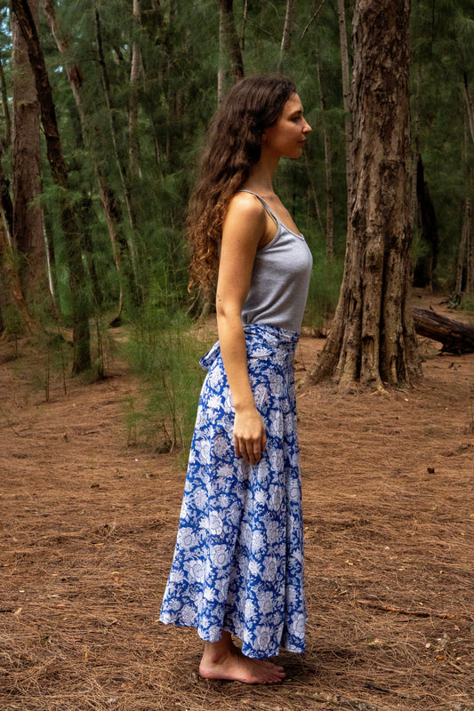 Rewa Maxi Wrap Skirt in Bluebell