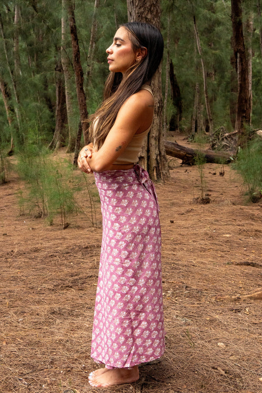 Rewa Maxi Wrap Skirt in Amaranth