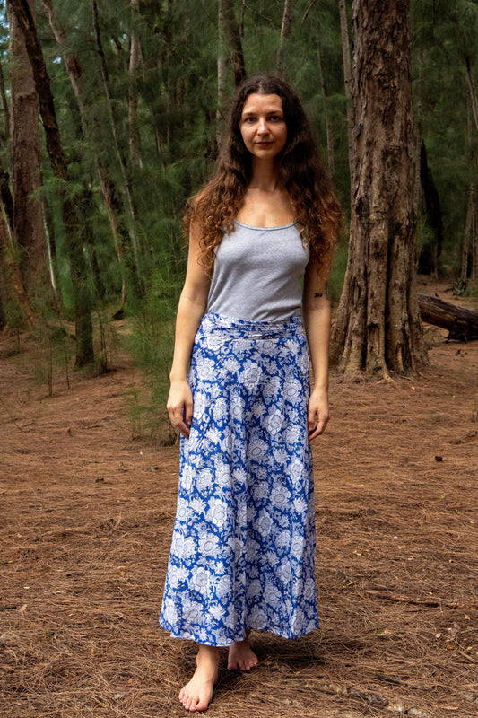 Rewa Maxi Wrap Skirt in Bluebell
